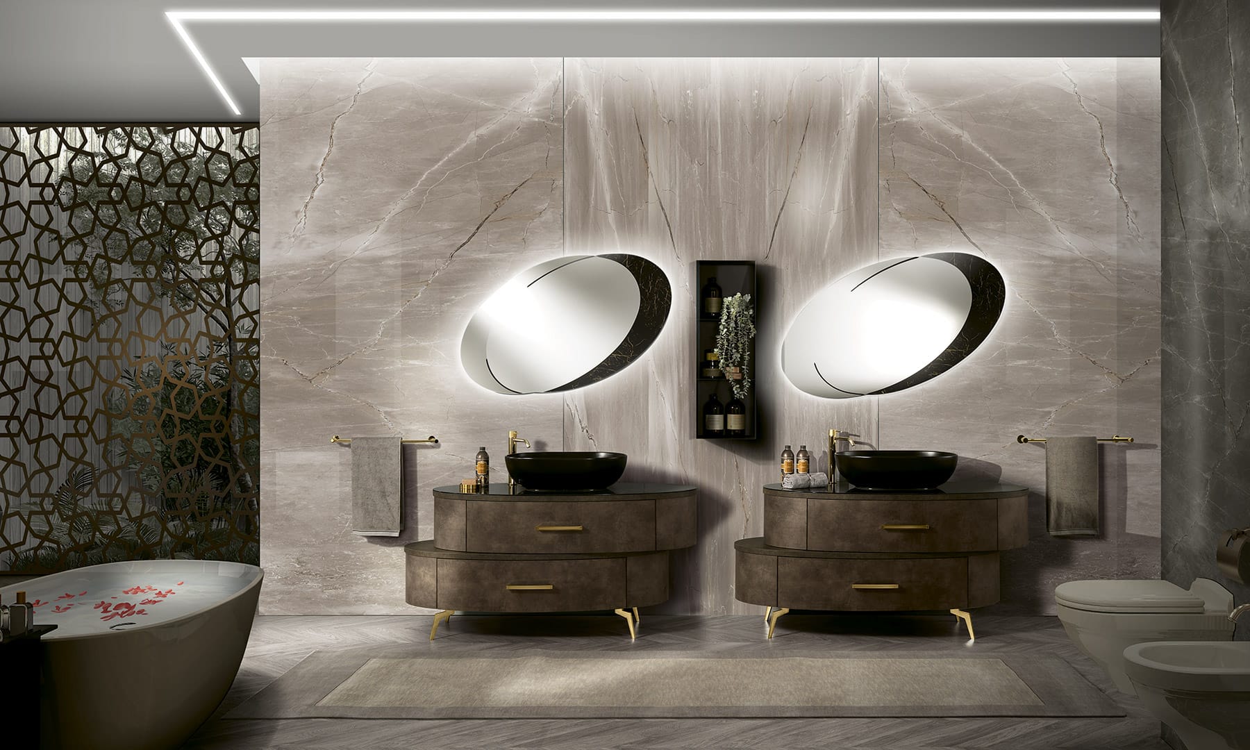 Incanto Bathroom Collection: Splending light reflections